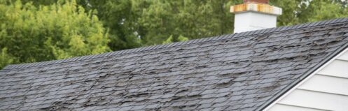 roof with storm damage