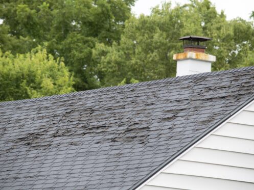 roof with storm damage